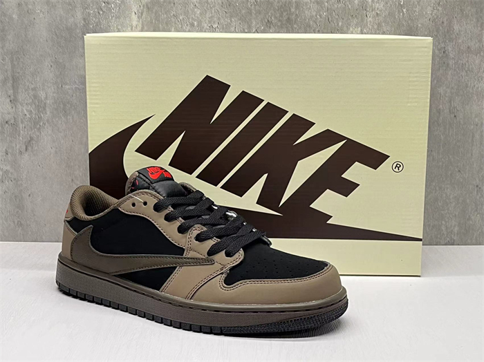 Men's Running Weapon Travis Scott x Air Jordan 1 olive/Black Shoes 0634
